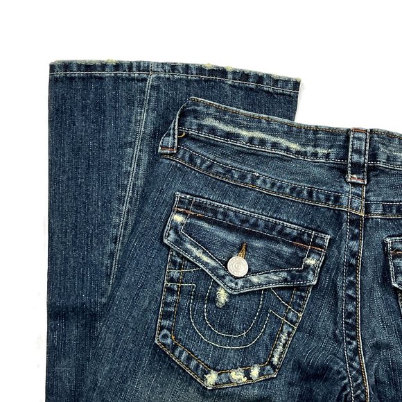 True Religion Distressed Flare Blue Jeans Womens 27 New NWT USA 04503 - Picture 15 of 15